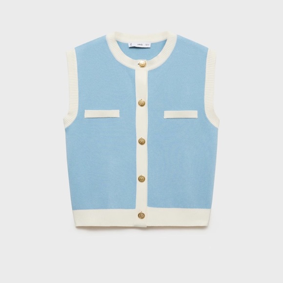 NWT MANGO
Women's Contrast Piping Knitted Waistcoat Sweater - Picture 7 of 8